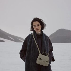 Polène Numero Un Nano GREY Pebbled Leather Mini Crossbody